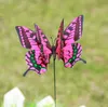 庭の装飾12cmカラフルな2つのレイヤーフェザー屋外ガーデニングのための大きな蝶の杭偽の昆虫