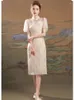 Abbigliamento etnico qipao cinese migliorato Cheongsam Girl 2023 Summer Retro Temperament Young Slim Long Dress Elegant Sweet High-end di fascia alta