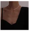 European and American niche high-end K gold T buckle natural pearl necklace for women