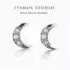 Stud ITSMOS Opal Moon Boucles d'oreilles Femme Croissant de Lune Bijoux Piercing Goujons pour Femmes Cadeau d'anniversaire 230816