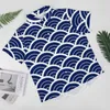 القمصان غير الرسمية للرجال seigaiha قميص عتيقة الأزرق الموجة الشاطئ فضفاضة هاواي هاراجوكو بلوزات قصيرة الأكمام تصميم قمم كبيرة الحجم