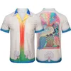 Erkek Tasarımcı Gömlek Kazablanka 23SS Spor Örgü Tavşan İpek Gömlek Hawai Kısa Kollu Gömlek Erkekler İnce Elbise Gömlek M-3XL