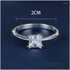 Rings Cute Fashion Female Small Square Ring Sier Color White Zircon Stone For Women Promise Love Engagement Drop Delivery Jewelry Dhoiw