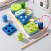 Sport Toys Montessori träle sortering Stacking magnetisk fiskespel Toy for Children Barn Baby 230816