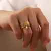 Anneaux de bande Mode minimaliste 18K Bijoux à bague ouverte plaquée Gol