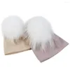 Beretten schattig 13 cm echte bont pompm mutsen winter peuter hoed baby babymeisjes katoen zachte grils jongens snoepkleur cap