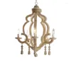 Hängslampor American Country Solid Wood Chandelier personlighet kreativt vardagsrum sovrum mat villa smidesjärn retro lampa