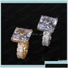 Anelli di banda Europa e America Yellow Gold Plasso Bling Ice Out Big Diamond Cz Stone per bei gioielli Z209S DR1GP Delivery Delivery Delivery Dhivp