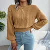 Swetery kobiet 2023 Casual Twist Lantern Sleeve Krótki talia SWEAT SWEAT AUTN Zimowa długa top na 23792