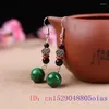 Brincos berros verde jade natural natural 925 prata esmerald jadeite feminino esculpido amuletos amuletos chineses jóias de moda miçangas gemas de pedras preciosas