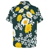 Camicie casual maschili giallo margherite bianche camicia da spiaggia stampa floreale arte hawaian uomo camicette retrò grafiche a maniche corte più dimensioni