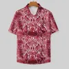 Camicie casual da uomo camicia da serpente serpente rosa stampato di serpente vacanza camicette vintage hawaiane a maniche corta abbigliamento di grandi dimensioni