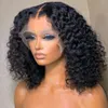 220% densité Bob Short Bob Jerry Curly Human Hair Wigs Wave Deep Frontal Wig Remy Bob Lace Wig Hd Transparent T Part Lace Wigs