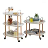 Kitchen Storage 3 Layer Rack Drawer Type Rotatable Trolley Rolling Utility Cart Foldable Floor-Standing Vegetables Fruit Basket