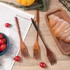 Forks Wooden Spoon Fork Kitchen Cooking Utensil Tableware Fruit Dessert Salad Dinnerware Gift