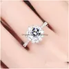 Rings Exquise Flower Ring Inlay Dazzling Cubic Zirconia Fashion Geometry Women Engagement Banquer Verjaardag Geschenk Jewellry Drop deliv Dhxam