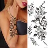 Tatuagens temporárias de 100 peças LOT Black Flor Rosa Adesivo à prova d'água Atacos de cobra letra do corpo Henna Henna Manga falsa 2308017