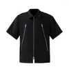 Men's Polos Multi-Zipper Design Polo Shirt Summer Trendy Personality Street Style Short Sleeve T-shirt Men ClothingShirt