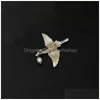 Pins Brooches Chinese Style White Crane Bird Enamel Pin Shirt Bag Lapel Pins Badge Vintage Jewelry Gift Drop Delivery Dhdow