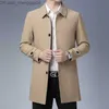 Herrenjacken Herren Frühlingsjacke 2023 New Herren Business Casual Black Khaki Long Jacke Hochwertige einzelne Brust Solid Trench Coat Z230817