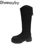 Kleding schoenen winter vrouw dij high laarzen mode terug zippers long ridder booties dames dik zool meisje 230816