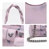 Вечерние сумки mabula y2k розовая джинсовая сумка для плеча для женщин мульти -карманы панк -салон для подмышки с большой цепью сумочка 230817 230817