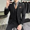 Men's Suits Black Light Grey Dark Gray Party / Evening Prom 3 Piece Solid Colored Tailored Fit Single Breasted Two-buttons S-6XL