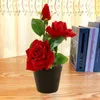 Decorative Flowers Modern Fake Bonsai 3 Heads Artificial Realistic Appearance Fresh-keeping Potted Wedding Rose Flower