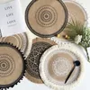 Tafelmatten boho ronde placemat boerderij geweven jute fringe met pompom kwastje plaats mat voor eetkamer decors