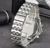 Top -Quality -Männer Edelstahl Uhr Watch Vollfunktion Stoppwatch Fashion Casual Clock Big Man Armbanduhren Luxus Quarz Bewegung Lumious Set Auger Uhren Geschenke