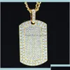 Подвесные ожерелья мужские ювелирные украшения винтажные заполненные льдом из страза Золотой цвет квадратный кожу