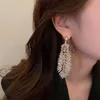 Charm 2023 New Fashion Trend Unique Design Elegant Delicate Zircon Feather Leaves Tassel Earrings Women Jewelry Party Premium Gift J230817