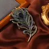Broscher muylinda vintage stor kristall påfågel fjäder smycken strass brosch stift bröllop tillbehör
