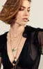 Hänge halsband rostfritt stål kedja halsband naturlig pärla lång kvinnor grön sten boho stil grossist smycken
