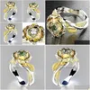 Rings 2023 Elegance Rose Flower Ring Green/White Colors Striertestones For Women Party Jewelry Gifts Drop levering Dhxlf