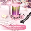 マイクFifine USB Gaming PC Microphone forストリーミングポッドキャストAmpligame RGBコンピューターコンデンサーデスクトップマイクスタジオビデオピンク230816