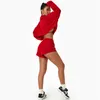Running Sets Autumn Winter Loose Sports Sweater Set Women Outdoor Half Zipper Short Style Long Sleeve & Shorts 2 Pcs