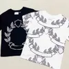 Ontwerper Kinderen Korte mouw High-end baby T-shirt Maat 100-150 cm bladpatroon Drukken Kind T-stukjes Ronde nek T-shirt Mar08