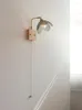 Wall Lamp Bedside Bedroom Rocker Arm Log Decoration Comes With Switch Pull Rope