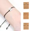 Charm Bracelets Handmade Wax Rope Braided Bracelet Twelve Constellations Kraft Paper Card Stainless Steel