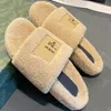 Designer Women's Slipper Sandal Fashionable Warm 100% Wool Cotton Black White Shoes Indoor Outdoor Women's Slipper Designer Autumn Winter009