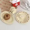 Borden Koreaanse Paris Frans Letter Plaat Creative Breakfast Dessert Disc Oval Mok Ceramic servies Set Talheres