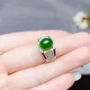 Klusterringar utsökt grön hetisk jade ring för män silver smycken naturlig pärla verklig 925 pojkvän gåva lycka sten