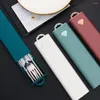 Dinnerware Sets Stainless Steel Travel Utensils Dark Green Include Fork Spoon Chopsticks Cutlery Flatware Set With Case