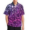 Casual shirts voor heren Abstract Letter Beach Shirt Purple Gradiënt Hawaii Male Vintage Blouses Patroon Kleding Kleding Plus Maat Grote mouw Patroon Maat