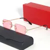 Moda Medio marco Gafas de sol Mujeres Diseñador Gafas de sol para hombre para mujer Anteojos impermeables Gafas de metal Ornamentales Adumbral Carti gafas con caja