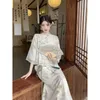 Etniska kläder 2023 kinesisk stil förbättrad daglig hanfu klänning orientalisk retro chiffong lady graciös set cheongsam