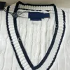 Women Knitted Top Sleeveless Vest V-neck Stripe Contrast Knits Size SML With Dust Bag