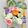 Decorative Flowers 7Head Artificial Peony Tea Rose Camellia Bouquet Silk Fake Flower Flores For DIY Home Garden Wedding Decoration