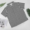 Camicie casual da uomo camicia da spiaggia verticale a strisce verticali in bianco e nero da uomo hawaiano camicette eleganti abiti a manica corta abbigliamento di grandi dimensioni